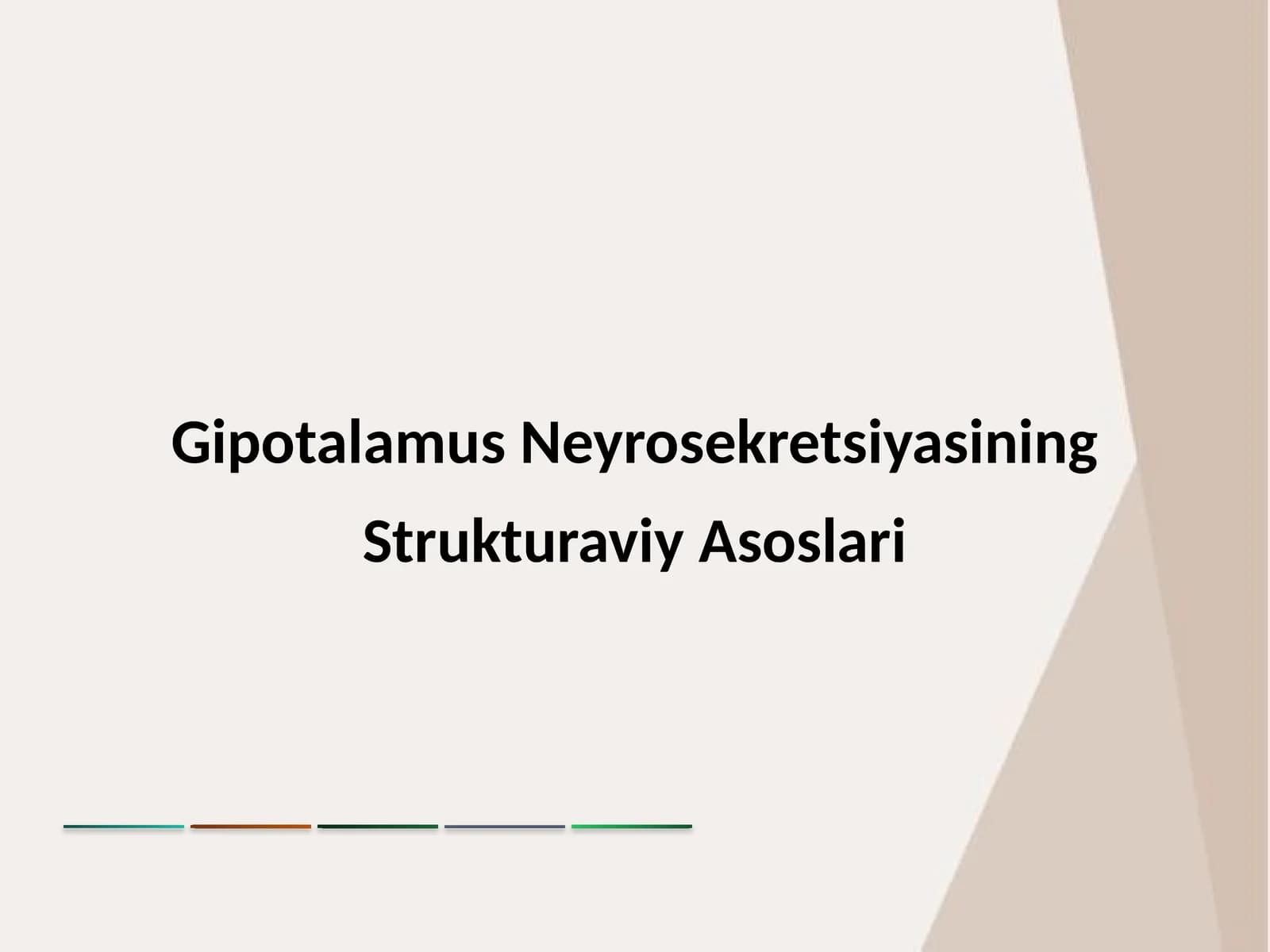 Gipotalamus Neyrosekretsiyasining Strukturaviy Asoslari