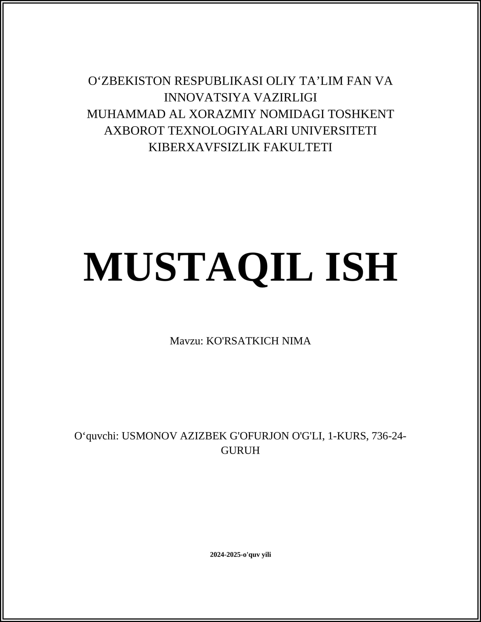 KO'RSATKICH NIMA