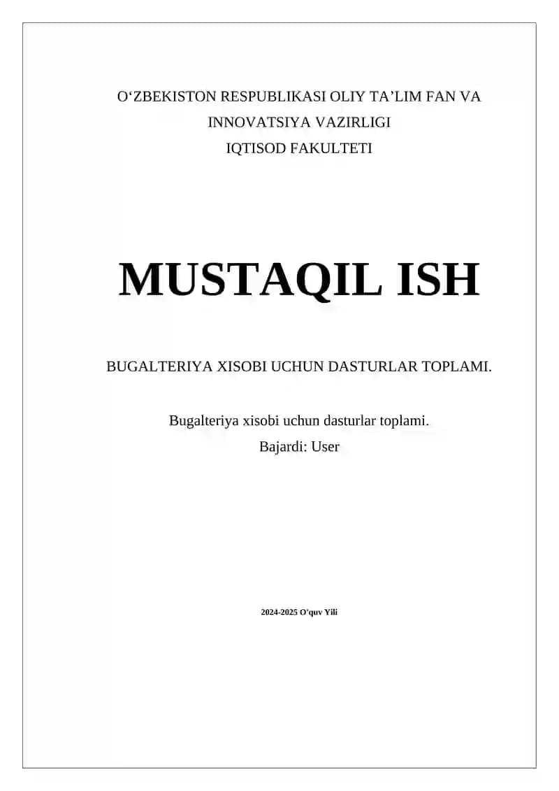 Bugalteriya xisobi uchun dasturlar toplami