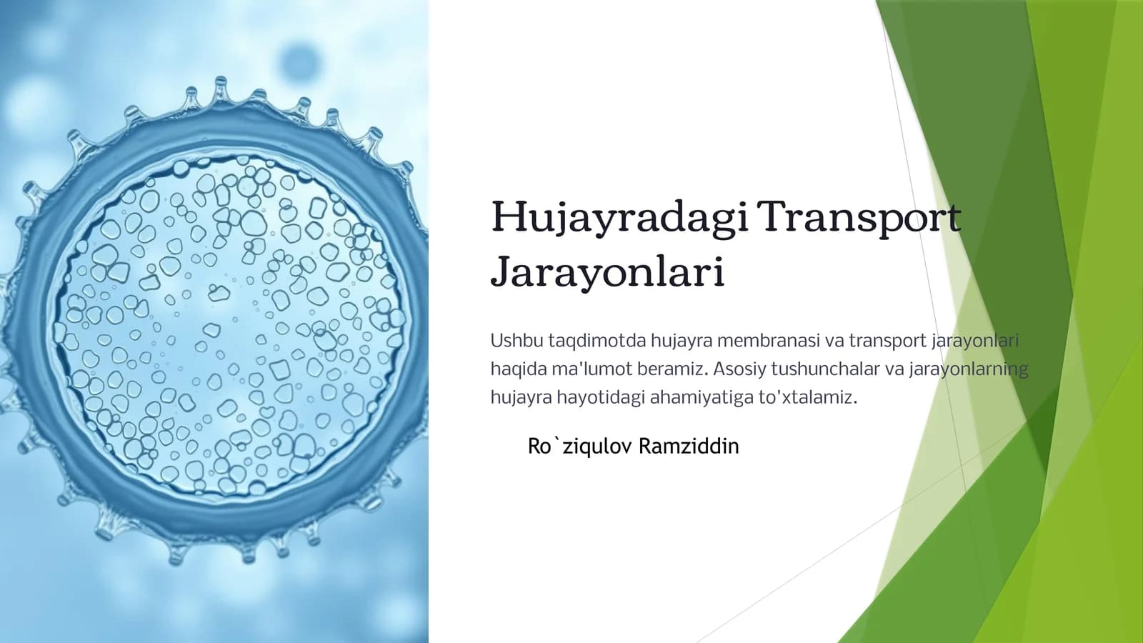 Hujayradagi Transport Jarayonlari