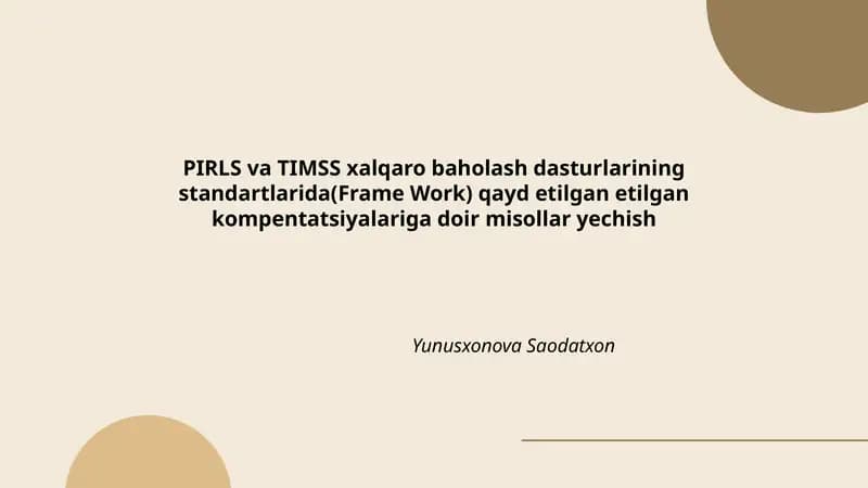 PIRLS va TIMSS xalqaro baholash dasturlari