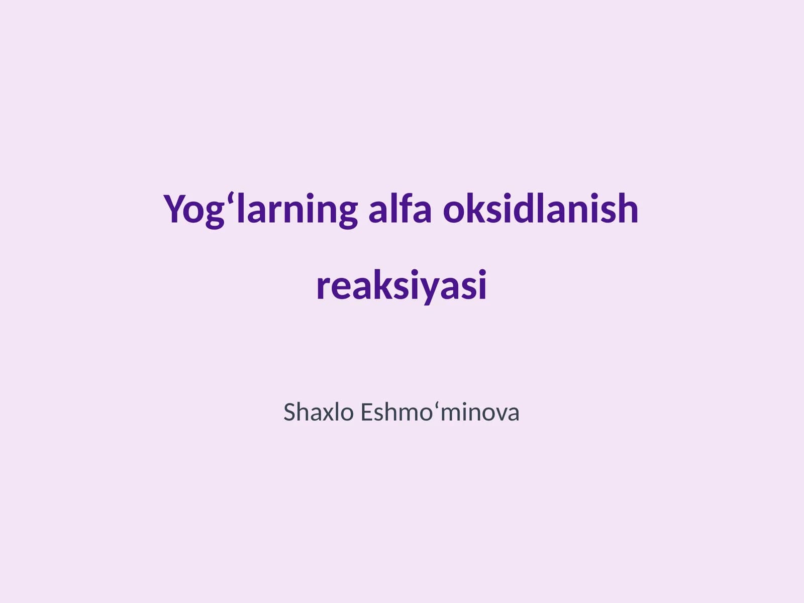 Yogʻlarning alfa oksidlanish reaksiyasi