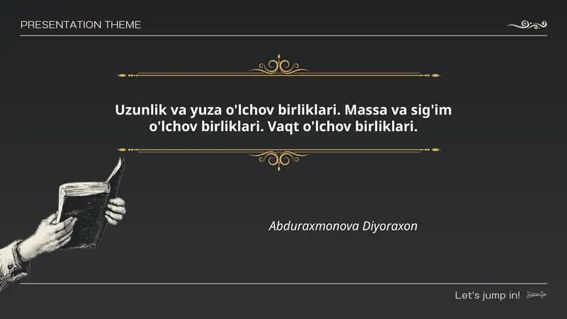 Uzunlik va masso o'lchov birliklari