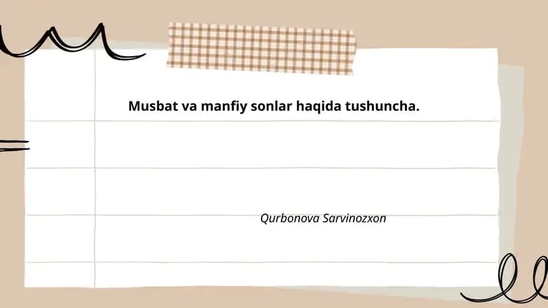 Musbat va manfiy sonlar haqida tushuncha