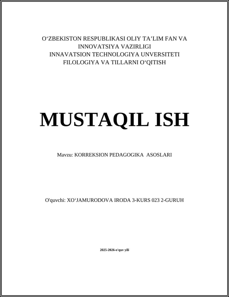 KORREKSION PEDAGOGIKA ASOSLARI