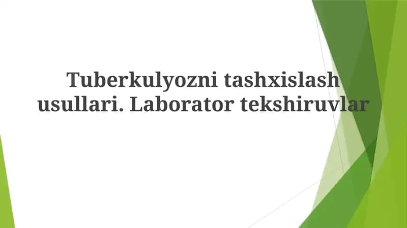 Tuberkulyoz nitashxislash usullari