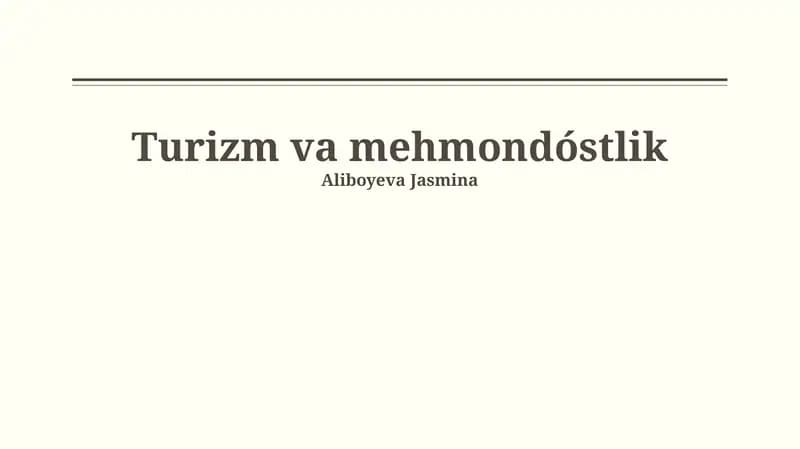 Turizm va mehmondóstlik