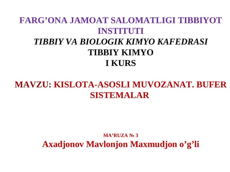 KISLOTA-ASOSLI MUVOZANAT