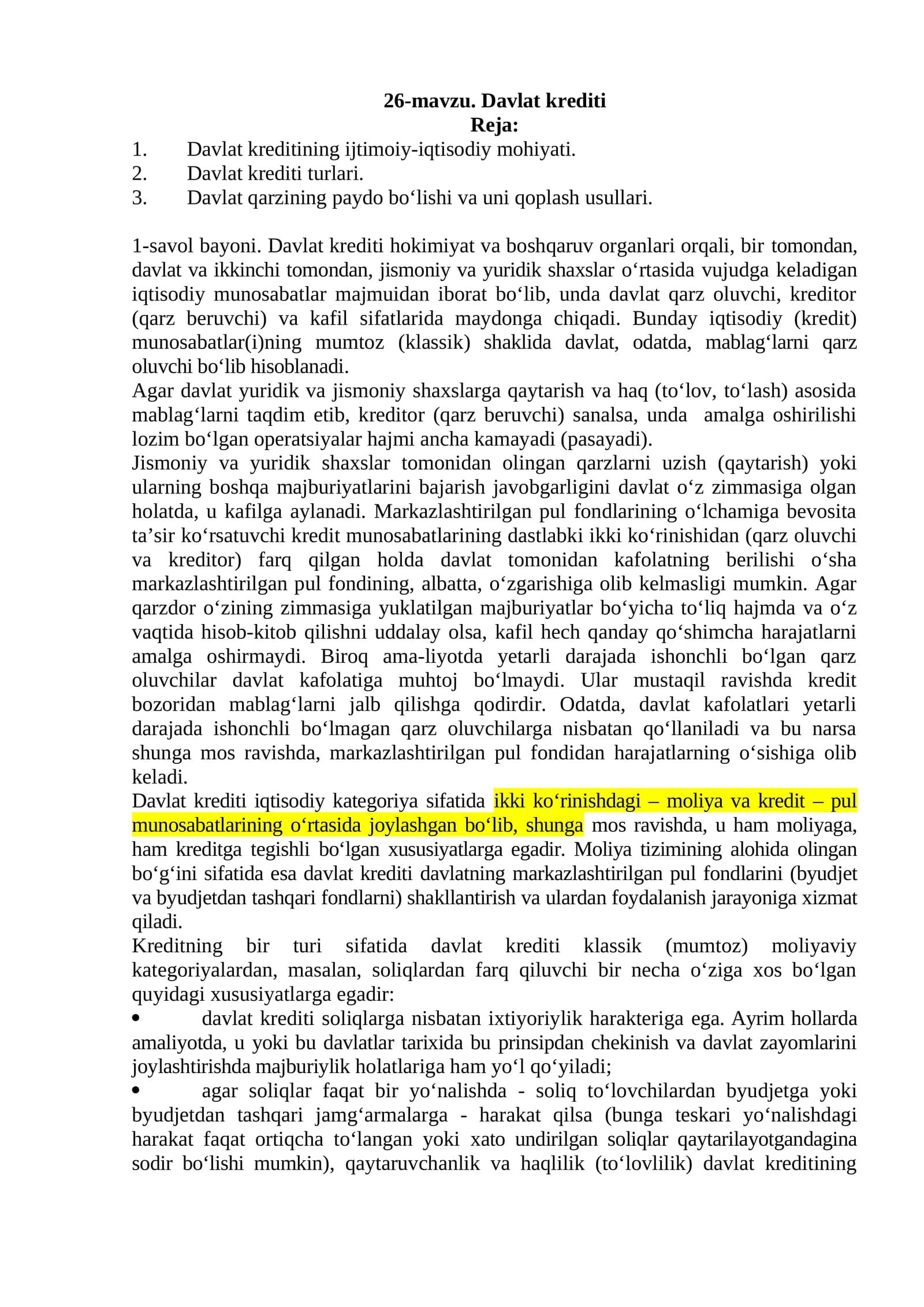 Davlat krediti