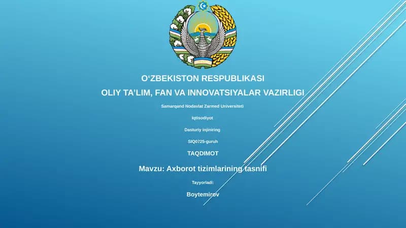 Axborot tizimlarining tasnifi
