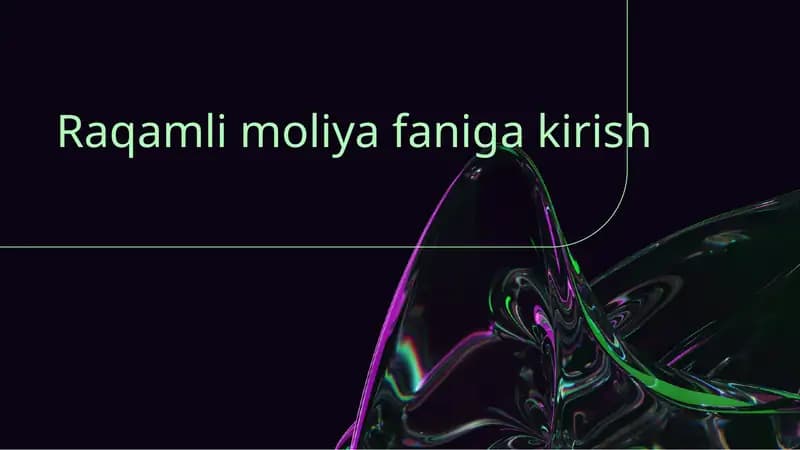Raqamli moliya faniga kirish