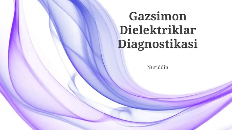 Gazsimon Dielektriklar Diagnostikasi