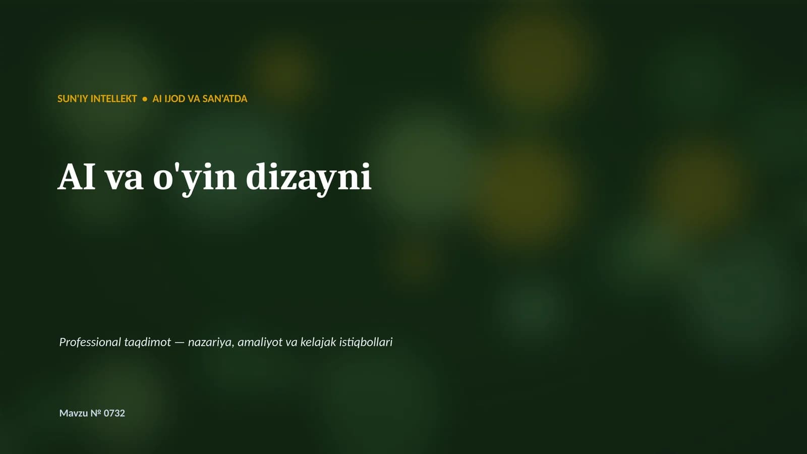 SUN'IY INTELLEKT • AI IJOD VA SAN'ATDA