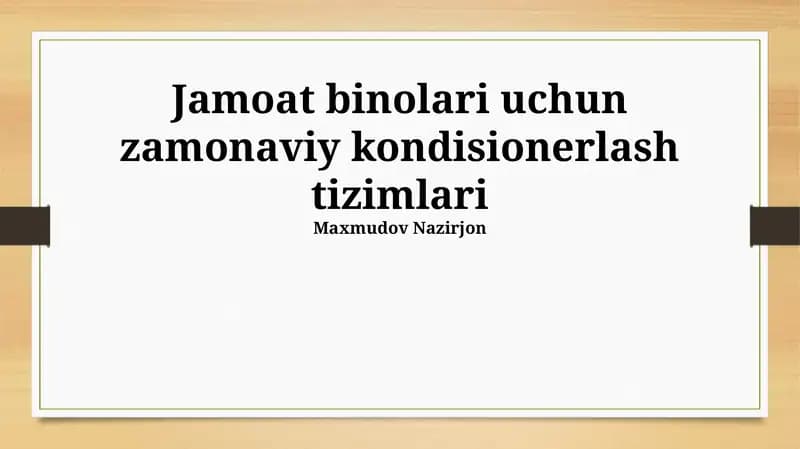 Zamonaviy kondisionerlash tizimlari