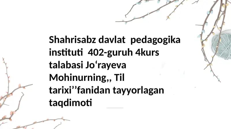 Tiltarixiʼʼfanidantayyorlagantaqdimoti