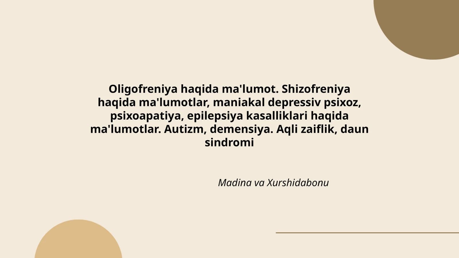 Oligofreniya haqida ma'lumot