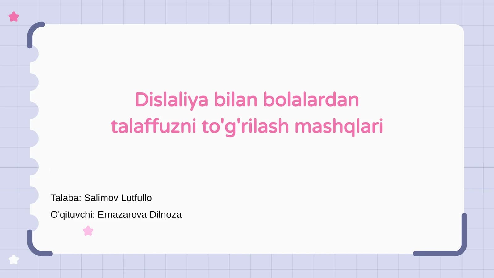 Dislaliya bilan bolalardan talaffuzni to'g'rilash mashqlari