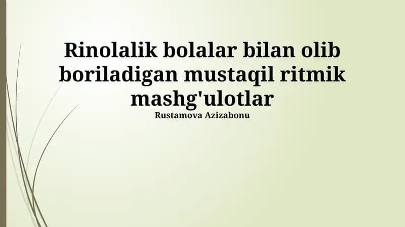 Mustaqil Ritmik Mashqlar