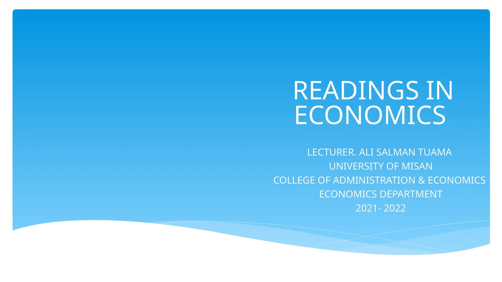READINGS IN ECONOMICS