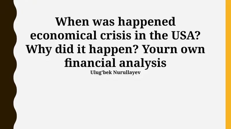 US Economic Crises: History and Causes
