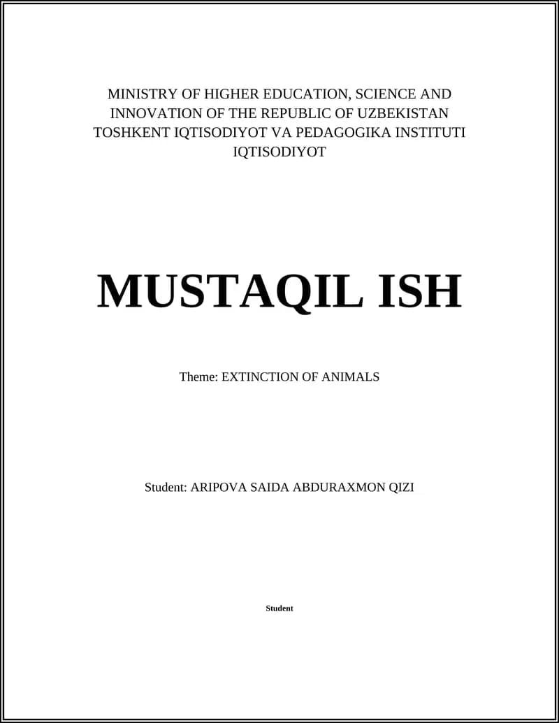 Causes of Animal Extinction