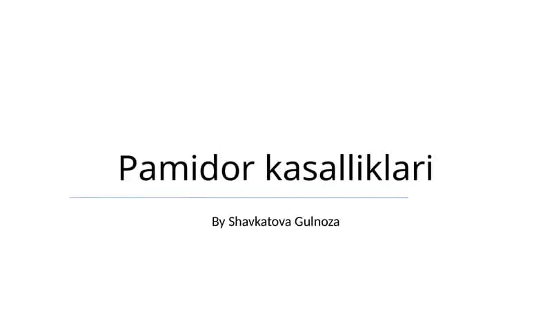 Pamidor kasalliklari