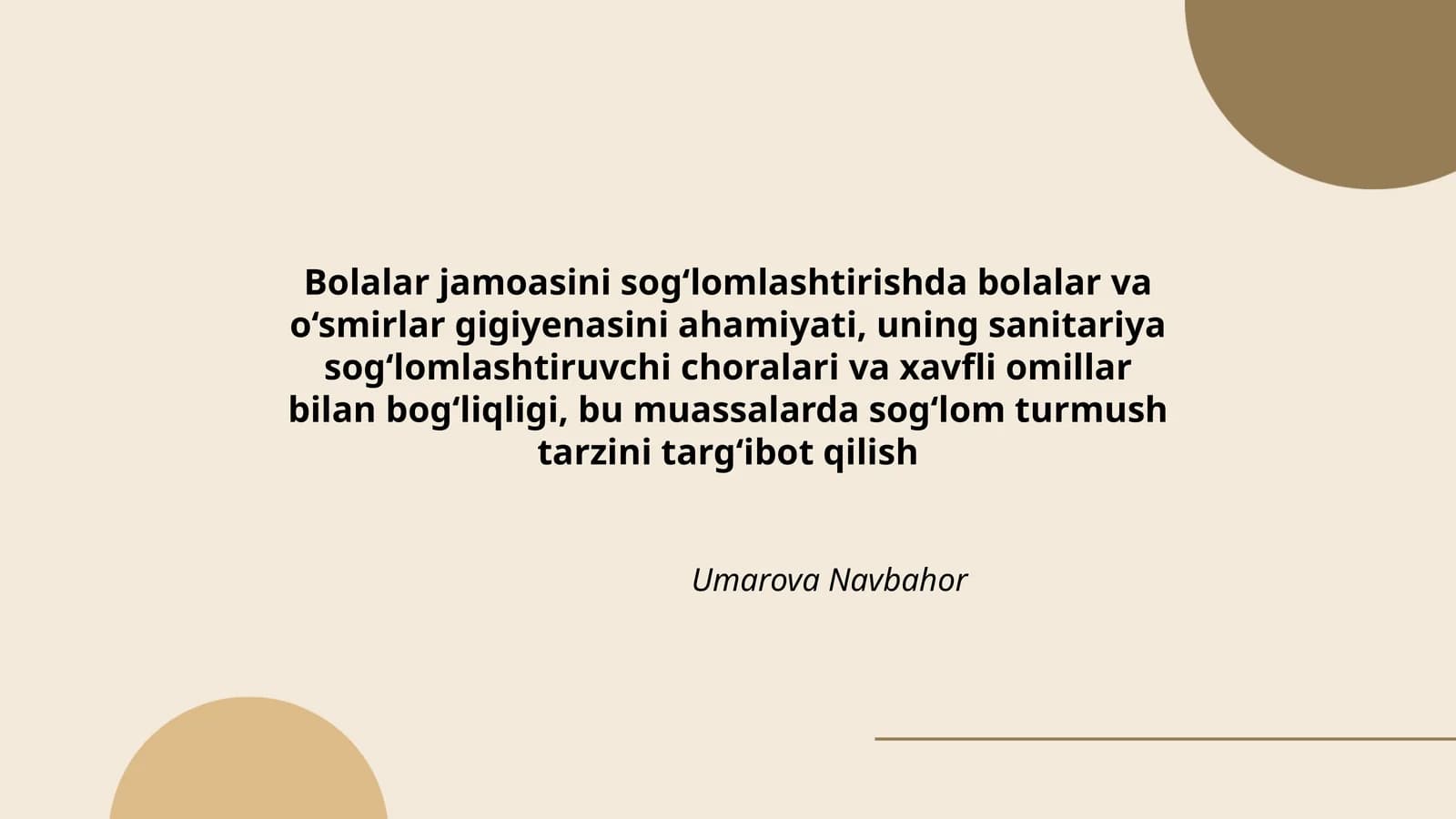 Bolalar va O'smirlar Gigiyenasi