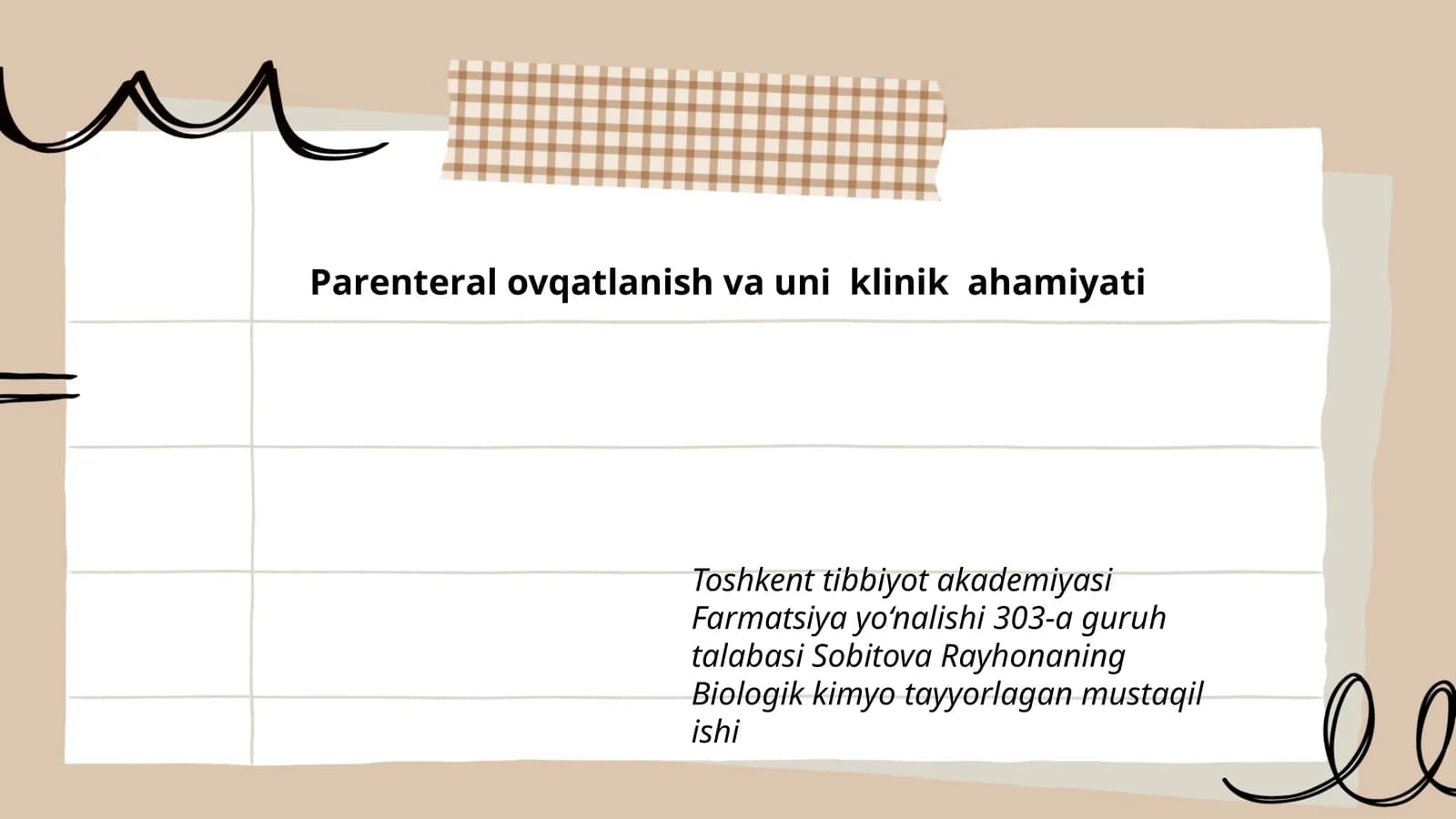 Parenteral ovqatlanish va uni klinik ahamiyati