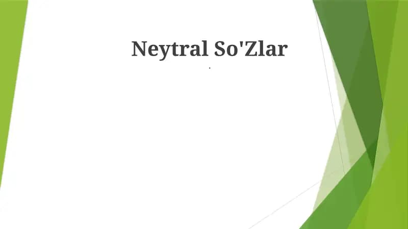 Neytral So'Zlar