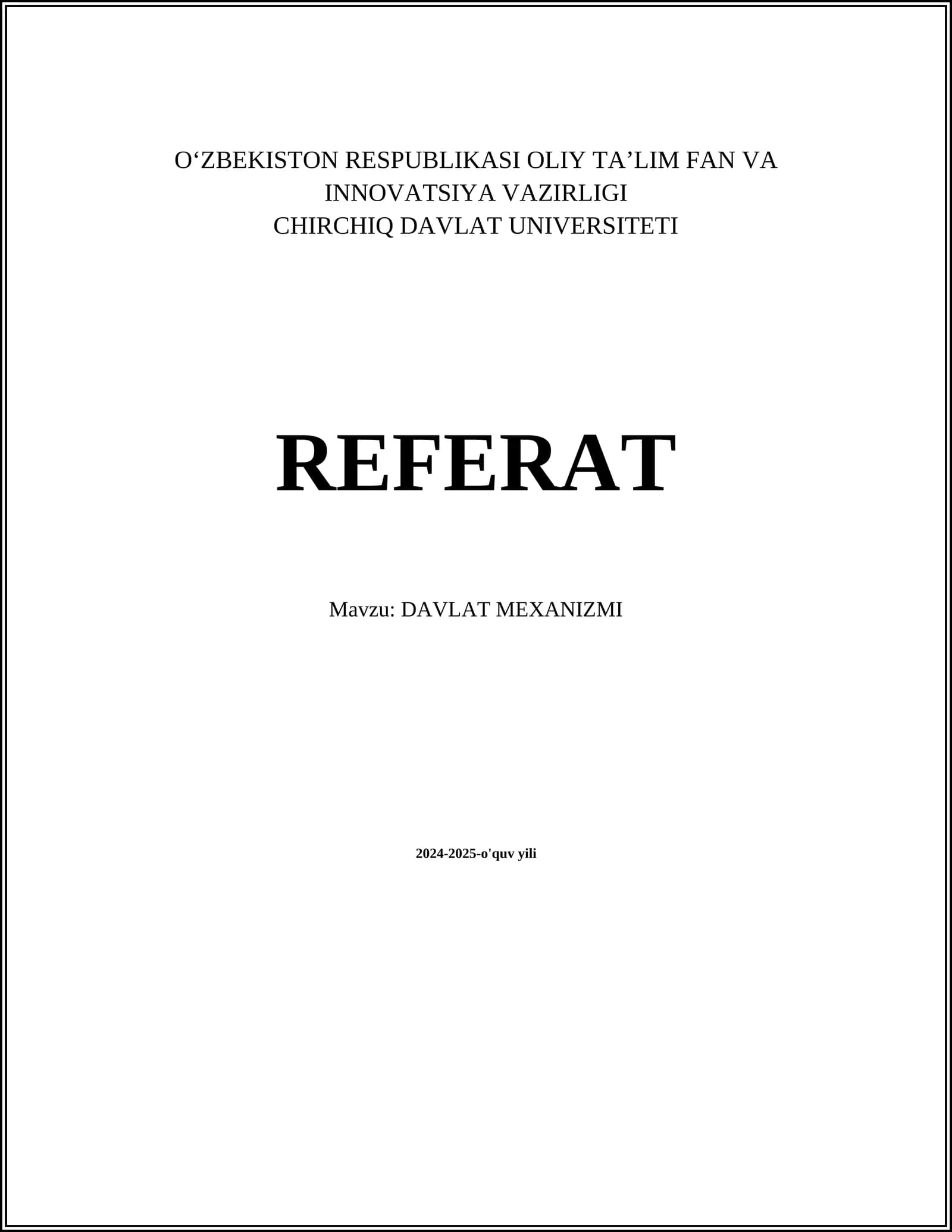 DAVLAT MEXANIZMI
