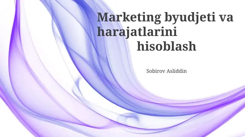 Marketing byudjeti va harajatlarini hisoblash