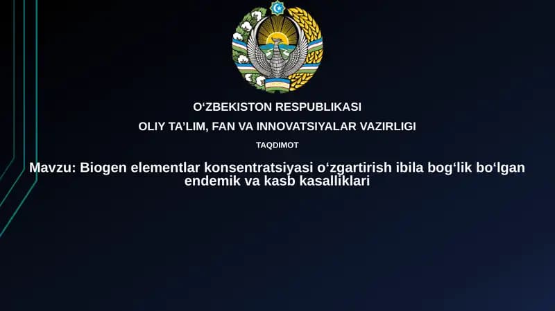 Biogenelementlar konsentratsiyasini o'zgartirish va kasalliklar