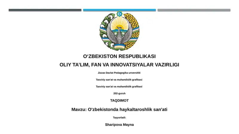 O'zbekistonda haykaltaroshlik san'ati