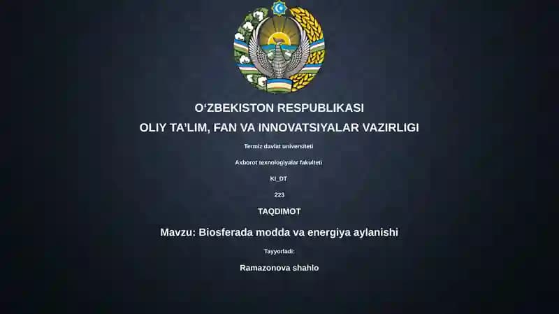 Biosferada modda va energiya aylanishi