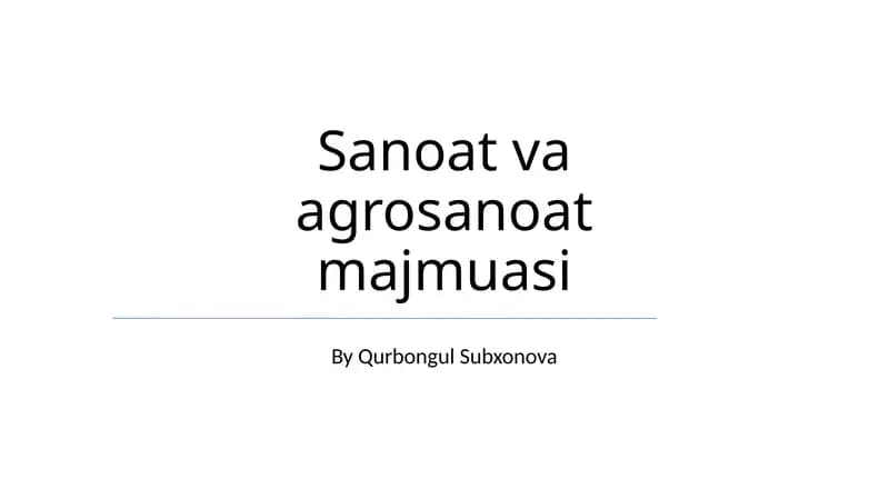 Sanoat va agrosanoat majmuasi