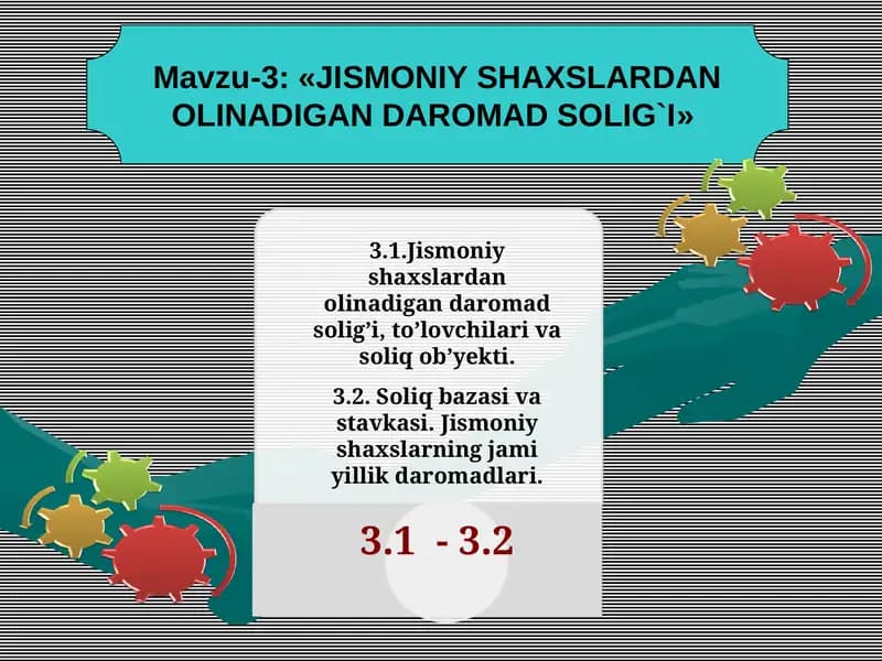 Jismoniy shaxslardan olinadigan daromad solig`i
