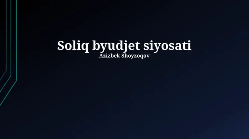 Soliq byudjet siyosati