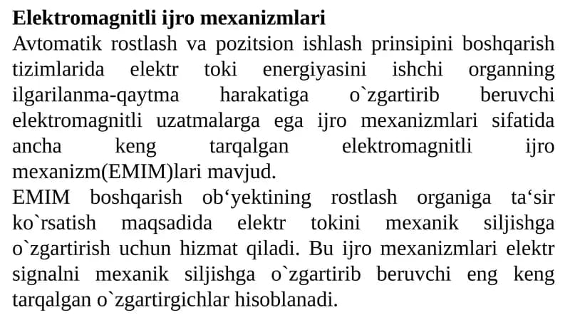 Elektromagnitli ijro mexanizmlari