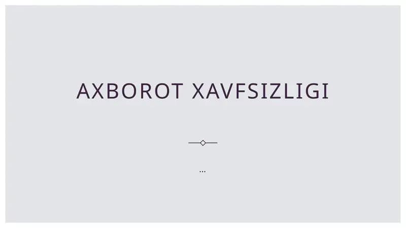 Axborot xavfsizligi