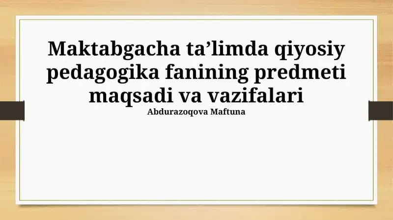 Taqqoslash pedagogikasi