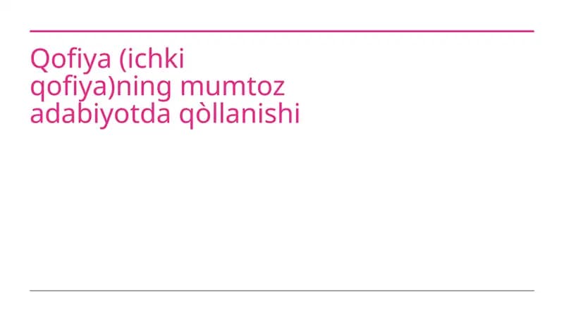 Qofiyaning Estetik va Stilistik Ahamiyati