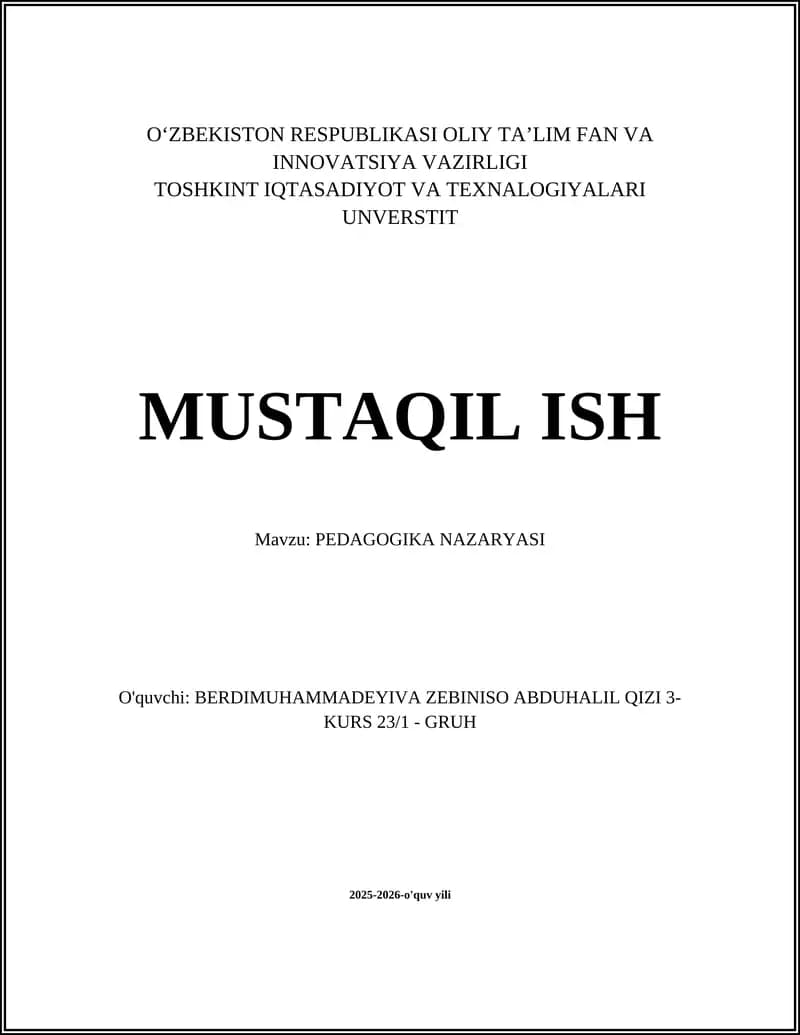 PEDAGOGIKA NAZARYASI