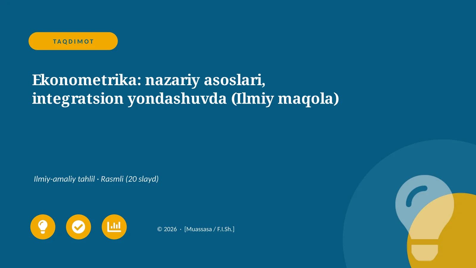 Ekonometrika: nazariy asoslari, integratsion yondashuvda