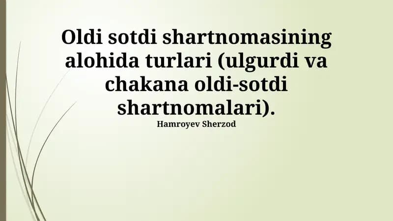 Chakana Savdo-Sotib Olmoq Shartnomalari