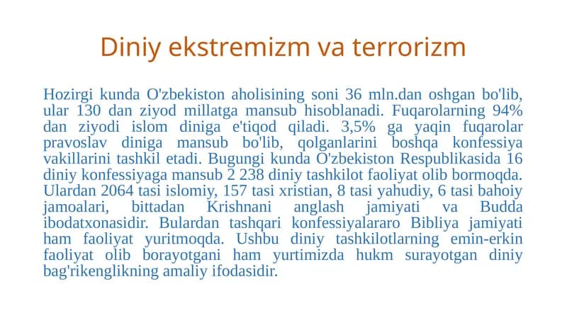 Diniy ekstremizm va terrorizm