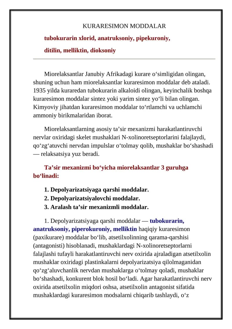 KURARESIMON MODDALAR