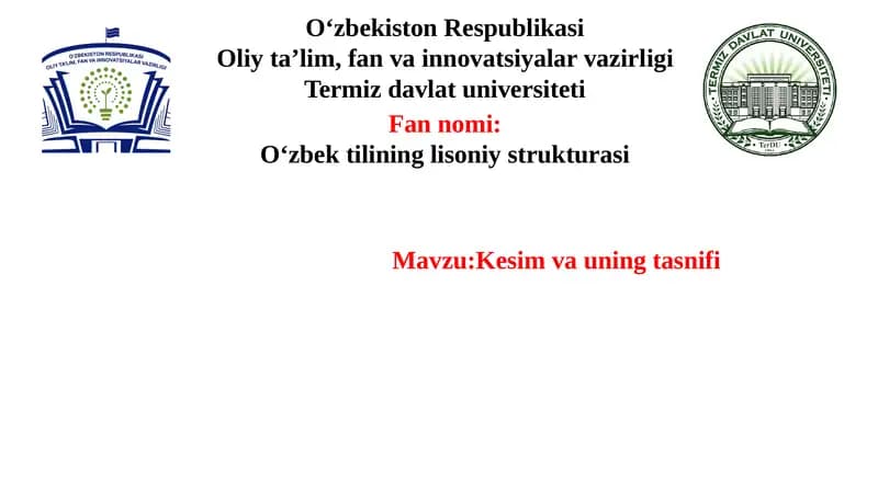 Kesim va uning tasnifi