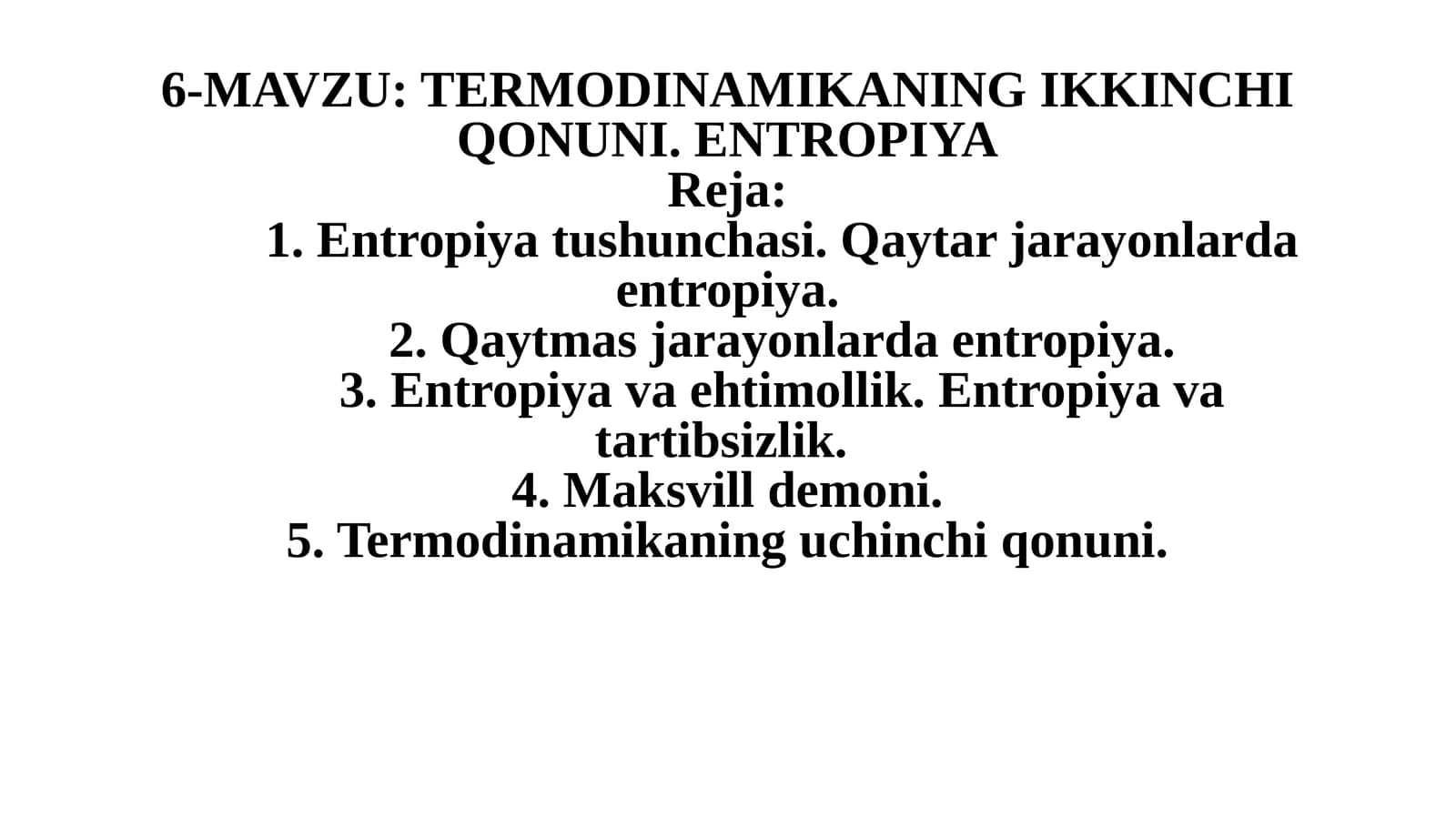 TERMODINAMIKANING IKKINCHI QONUNI