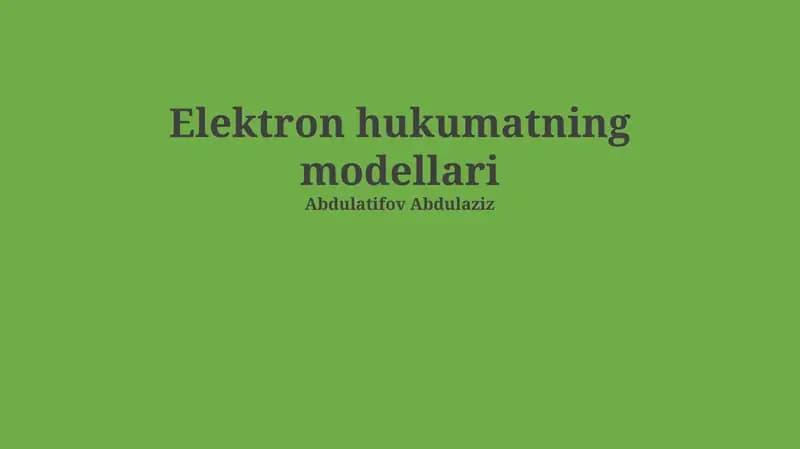 Elektron hukumatning modellari