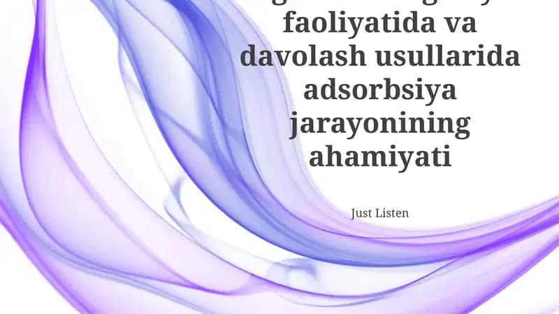 Adsorbsiya asosidagi tozalash usullari